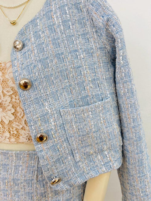 Tweed Co-ord Sets Of Crop Blazer and Mini Skirts